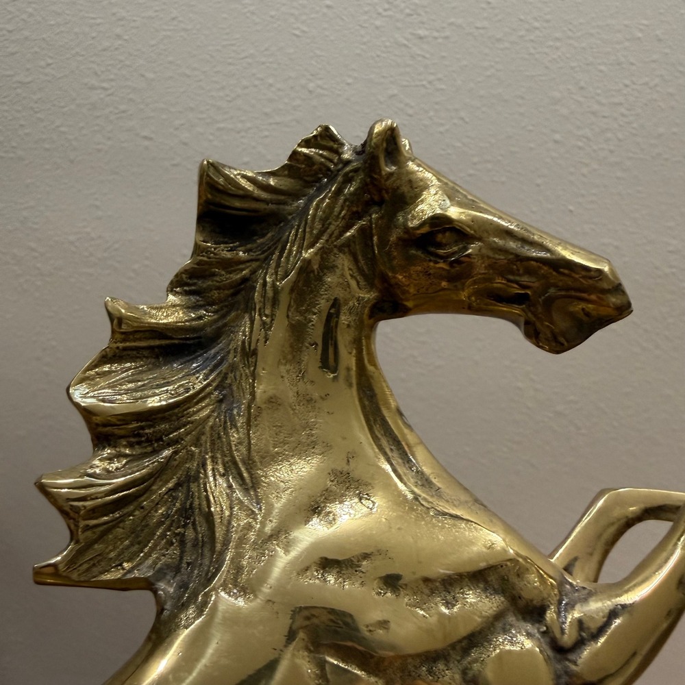 Vintage 60s Solid Brass Decorative Rearing Horse Sculpture Equestrian Art - Picture 2 of 9